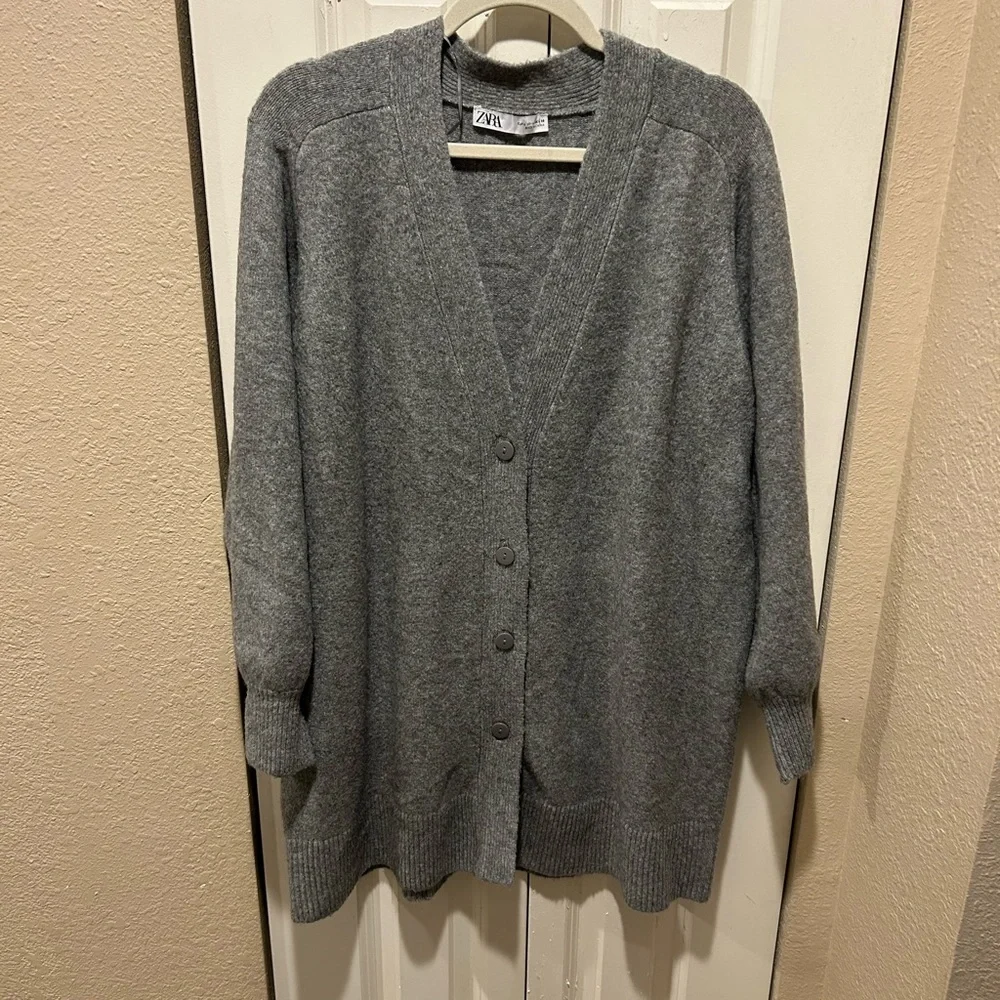 ZARA Wool Blend Oversized Cardigan in Gray , size Large - Picture 7 of 10